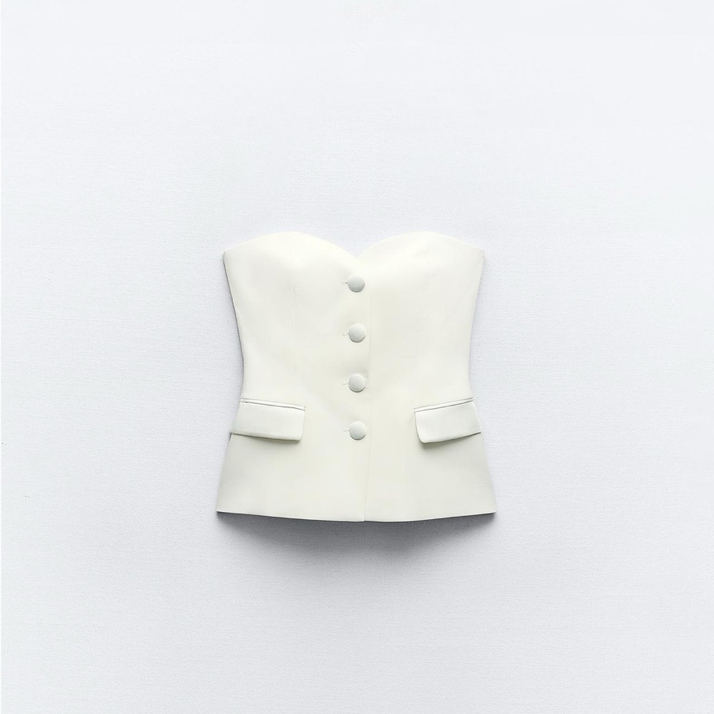 2 Zara Bustier Tops - White & Black - Size XS